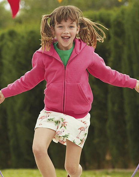 Fruit of the Loom 62-045-0 - Comfortable Kids Hooded Sweat Jacket with Pockets
