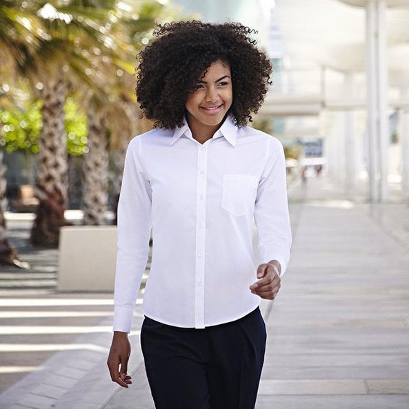 Fruit of the Loom 65-012-0 - Camicia donna in popeline maniche lunghe