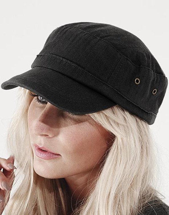 Beechfield B38 - Vintage Military Style Cotton Cap with Adjustable Fit