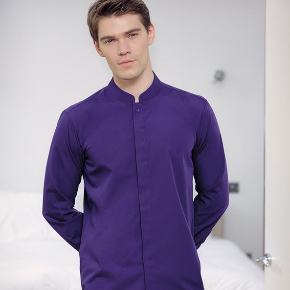 Kustom Kit KK161 - Mandarin collar fitted shirt long sleeved