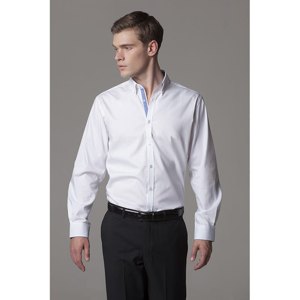 Kustom Kit KK190 - Contrast premium Oxford shirt (button down collar) long sleeve