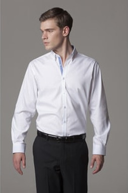 Kustom Kit KK190 - Contrast premium Oxford shirt (button down collar) long sleeve