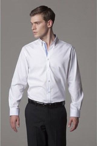 Kustom Kit KK190 - Contrast premium Oxford shirt (button down collar) long sleeve