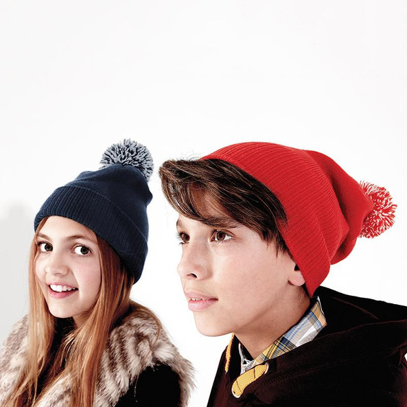 Beechfield BC450 - Versatile Two-Tone Pom Pom Knit Beanie