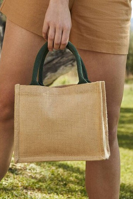 Westford mill WM412 - Eco-Friendly Burlap Tote with Cotton Handles