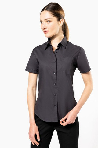 Kariban K544 - DAMES POPLIN BLOUSE KORTE MOUWEN