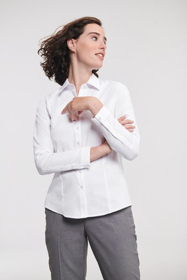 Russell Collection RU962F - LADIES' LONG SLEEVE HERRINGBONE SHIRT