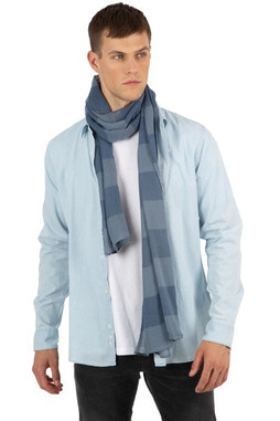 K-up KP067 - Elegant Two-Tone Cotton Voile Striped Scarf
