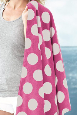 Carmel Towel Company C3060P - Polka Dot Velour Beach Towel