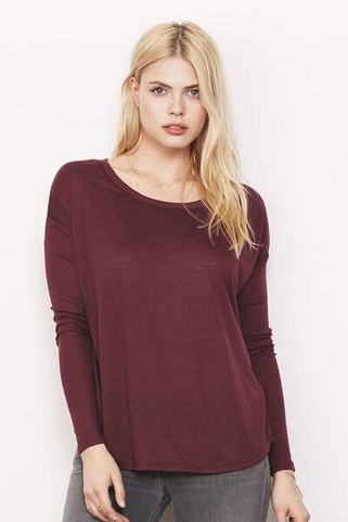 Bella+Canvas 8852 - Ladies Flowy Long Sleeve T-Shirt With 2x1 Rib Sleeves