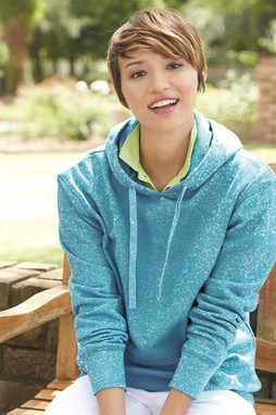 J. America 8860 - Ladies Glitter French Terry Hooded Pullover