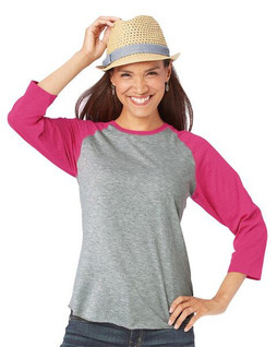 LAT 3530 - Ladies Fine Jersey Three-Quarter Sleeve Baseball T-Shirt