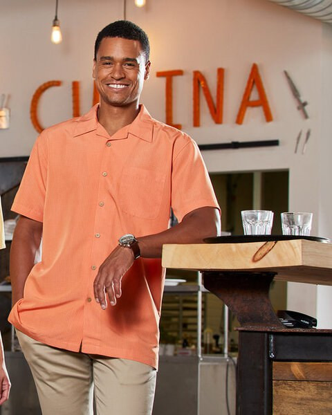 Harriton M560 - Chemise de camp texturée Barbados