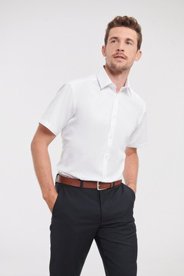 Russell Collection RU963M - Mens' Short Sleeve Herringbone Shirt