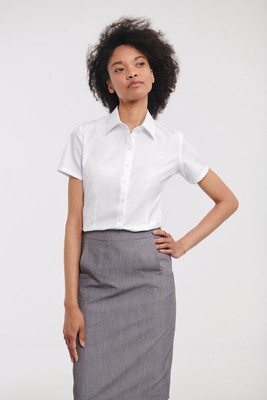 Russell Collection RU963F - Ladies' Short Sleeve Herringbone Shirt