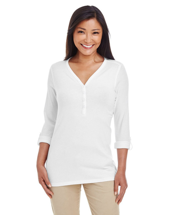 Devon & Jones DP186W - Haut Femme Élégant à Manches Convertibles