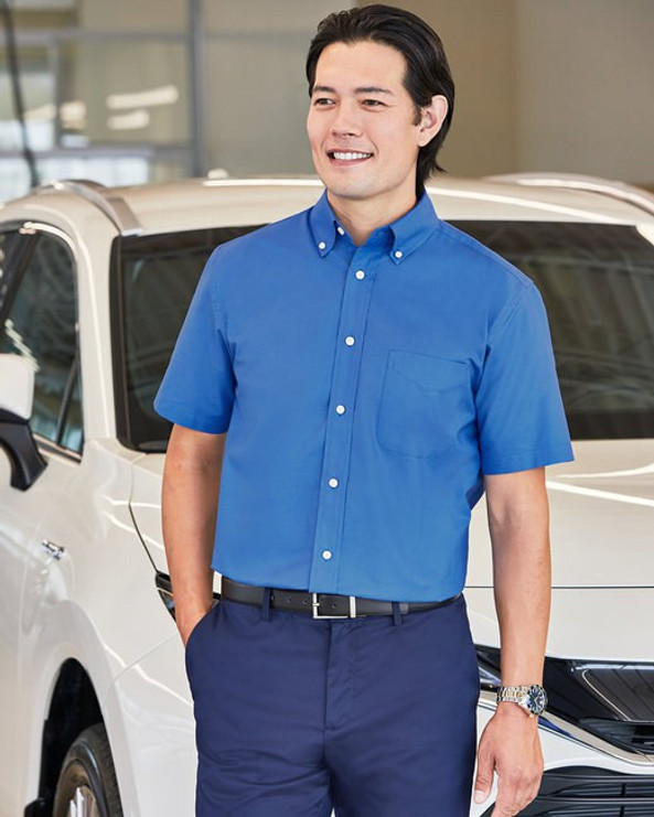 Harriton M600S - Men's Short-Sleeve Oxford with Stain-Release