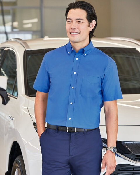 Harriton M600S - Men's Short-Sleeve Oxford with Stain-Release