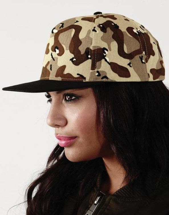 Beechfield B691 - Retro Camouflage Snapback Kappe für Stickerei