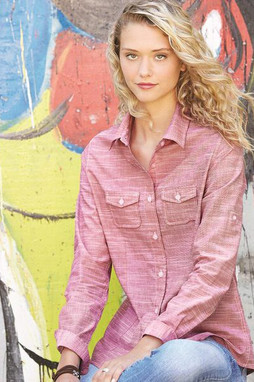 Burnside B5247 - Womens Textured Solid Long Sleeve Shirt