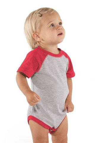 Rabbit Skins 4430 - Fine Jersey Infant Three-Quarter Sleeve Baseball Bodysuit