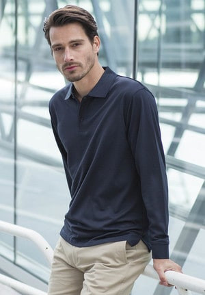 Henbury H478 - Long Sleeve Coolplus® Pique Polo Shirt