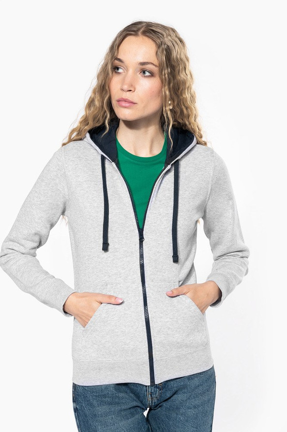 Kariban K467 - Damen Kapuzenjacke mit Kontrast und Kopfhöreranschluss