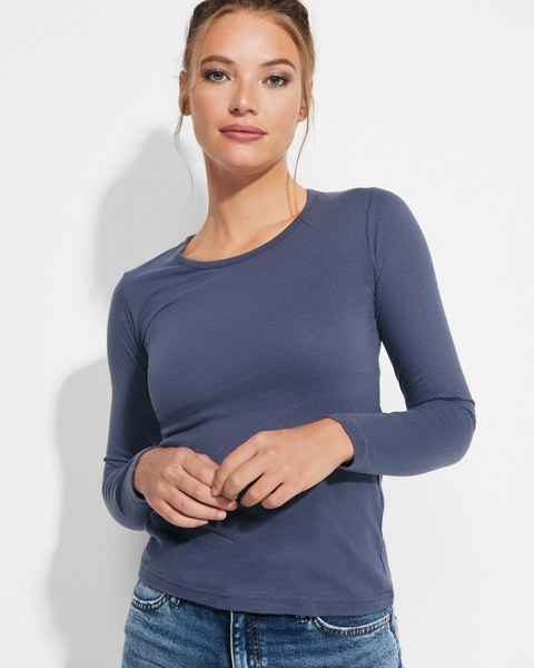 Roly CA1218 - Elegant Cotton Long-Sleeve Women's Tee with Trimmed Neck