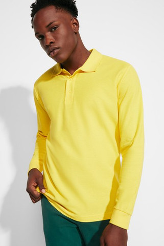 Roly PO6635 - Langarm-Polohemd mit Rippkragen und Knopfleiste