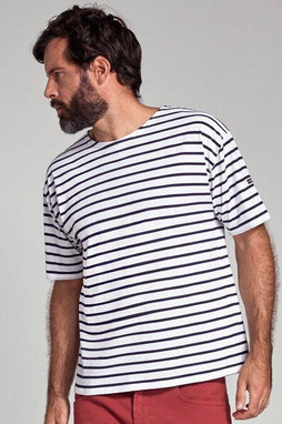 Armor lux AM100 - Marinière Homme Légère Manches Courtes Col Bateau