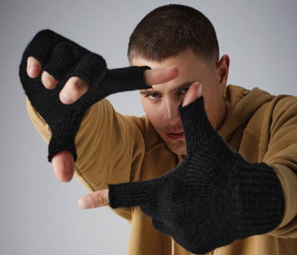 Beechfield BF491 - Versatile Ribbed Cuff Knitted Mittens for Winter