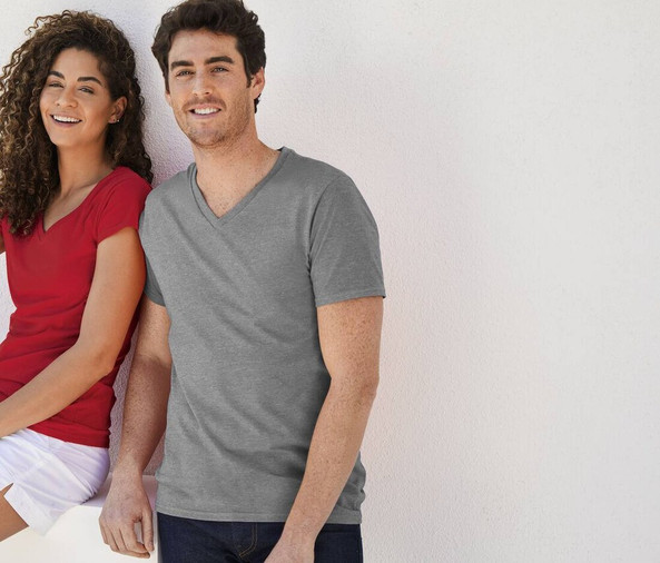 Gildan GN646 - Camiseta masculina com decote em V 100% algodão