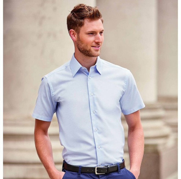 Russell Collection JZ923 - Classic Men's Fitted Oxford Shirt with Italian Collar