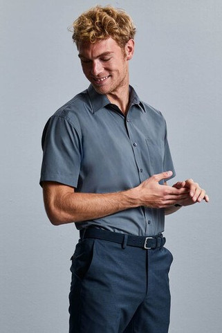 Russell Collection JZ935 - Mens Classic Short Sleeve Poplin Office Shirt