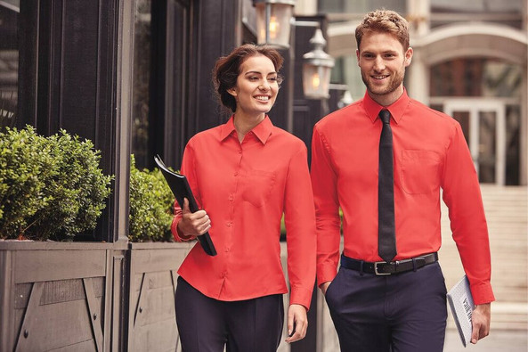 Russell Collection JZ936 - 100% bomuld Poplin skjorte til mænd