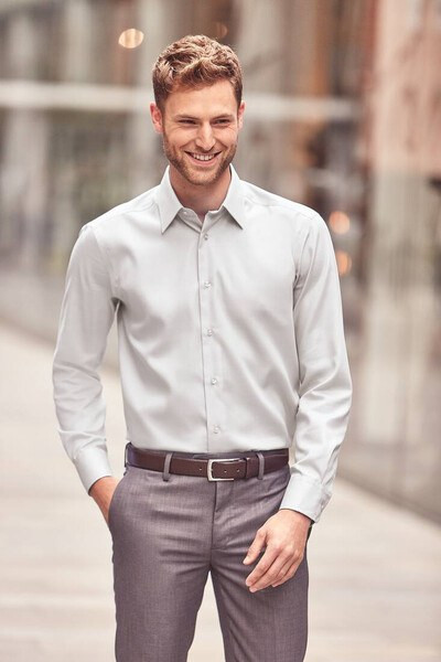 Russell Collection JZ958 - Camicia da uomo a maniche lunghe Tailored Ultimate Non Iron