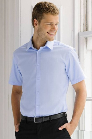 Russell Collection JZ963 - Short Sleeve Herringbone Shirt