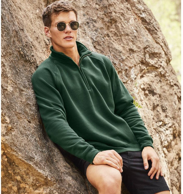 Fruit of the Loom SC276 - Felpa da uomo con collo a zip premium