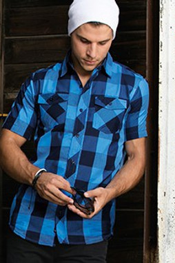 plaid shirt for men black and blue