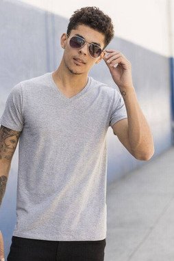 Skinnifit SF122 - Tee-Shirt Col V Homme Stretch en Coton