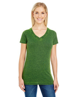 Threadfast 215B - Ladies Cross Dye Short-Sleeve V-Neck T-Shirt