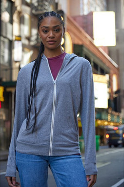 Threadfast 302Z - Unisex Triblend Full-Zip Light Hoodie
