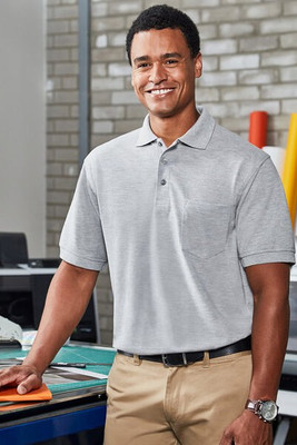 Harriton M265P - 5.6 oz. Easy Blend Polo with Pocket