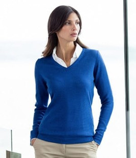 Henbury H721 - Ladies Lightweight Cotton Acrylic V Neck Sweater