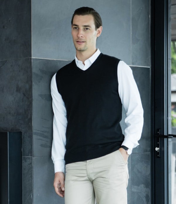Henbury H724 - Lightweight Sleeveless Cotton Acrylic V Neck Sweater