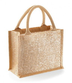 Westford mill W431 - Gold Shimmer Jute Mini Gift Bag with Cotton Handles