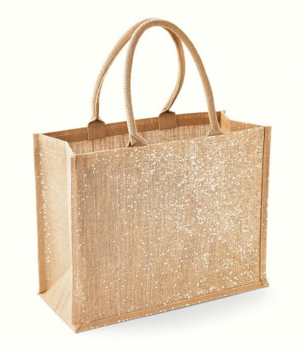 Westford mill W437 - Gold Shimmer Jute Shopper with Cotton Handles