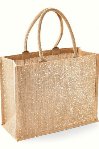 Westford mill W437 - Gold Shimmer Jute Shopper with Cotton Handles