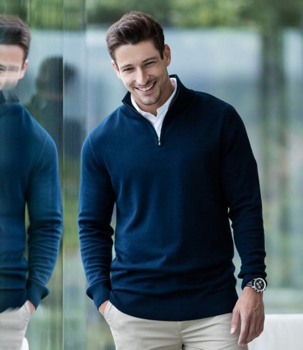 Henbury H729 - Zip Neck Sweater