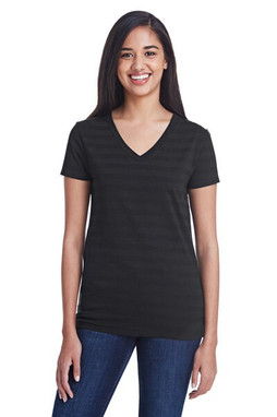 Threadfast 252RV - Ladies Invisible Stripe V-Neck T-Shirt